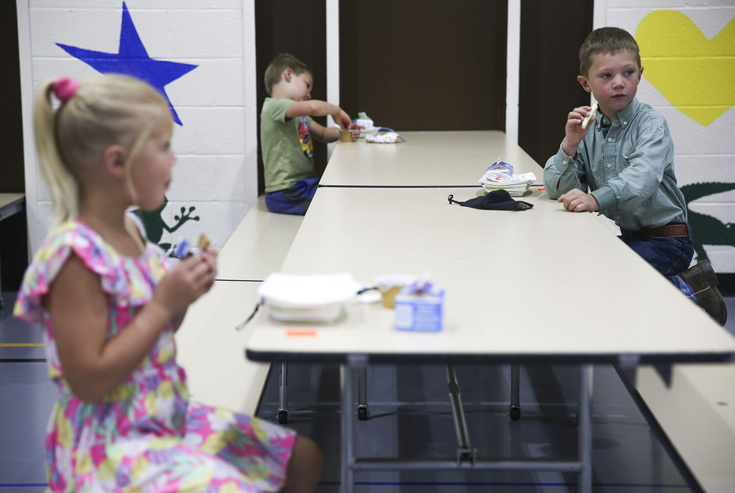 Oakley Garton, Heston Geis and Ben Pearson sit down for their snack